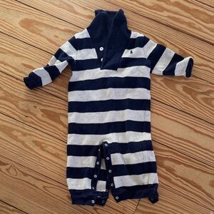 Ralph Lauren Navy and Cream Striped Romper